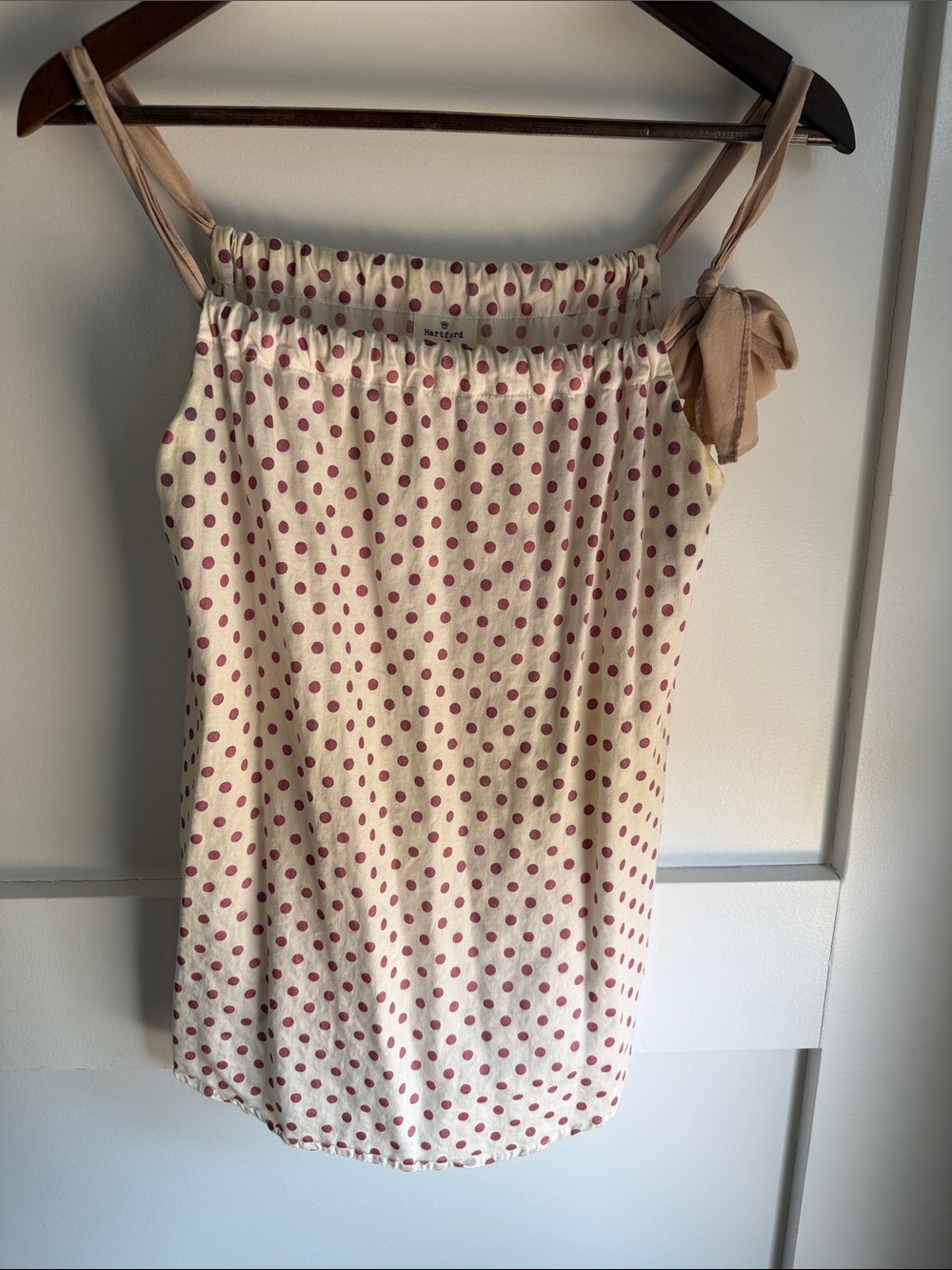 Hartford Cream Top with Dusty Rose Polka Dots